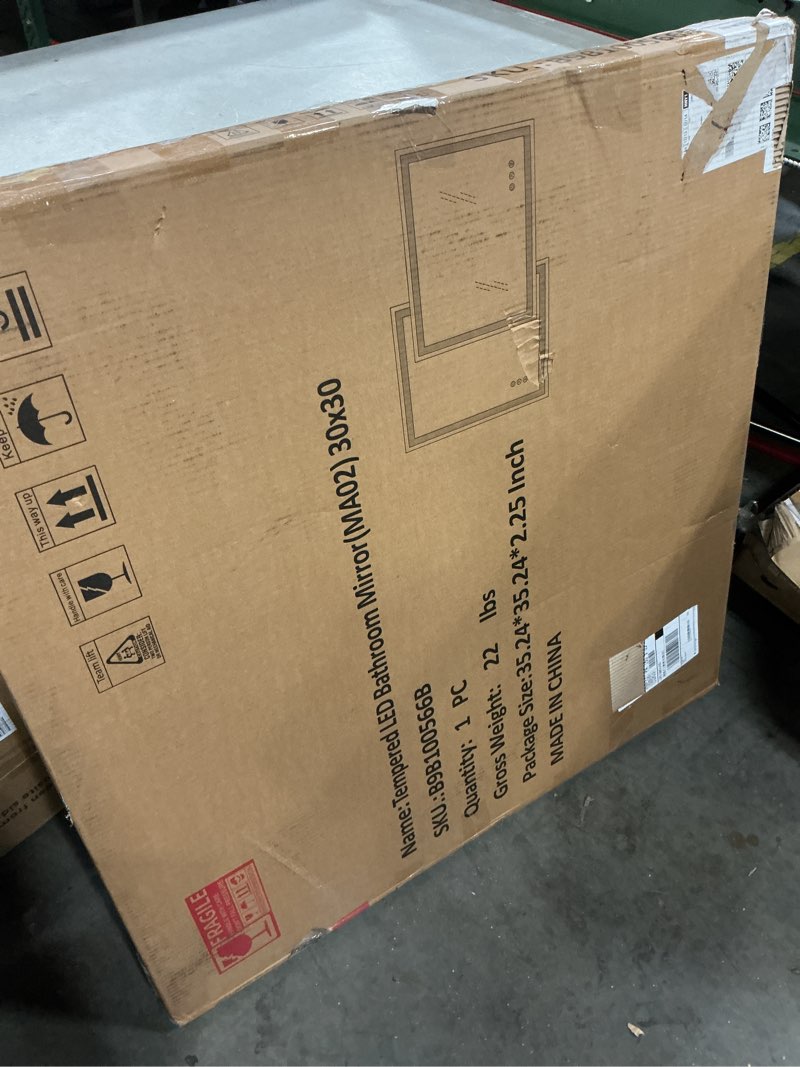 Condition photo showing New/Like New for ROOMTEC 30 * 30 Inch Led Bathroom Mirror with Lights,Smart Dimmable Vanity Mirrors for Wall,Anti-Fog Backlit Lighted Makeup Mirror 30"L x 30"W