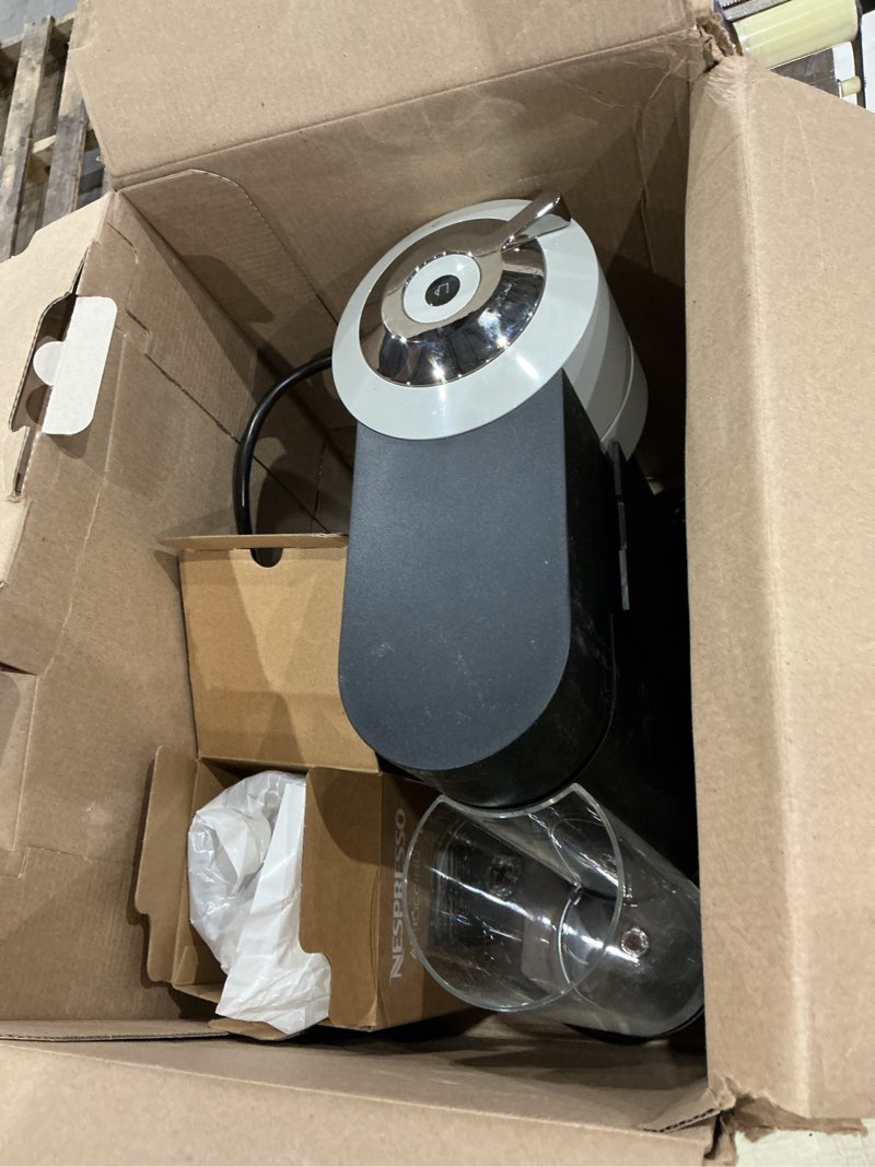 Condition photo showing As Is for nespresso vertuo next coffee and espresso maker by breville, with aeroccino milk frother machine + frother gray