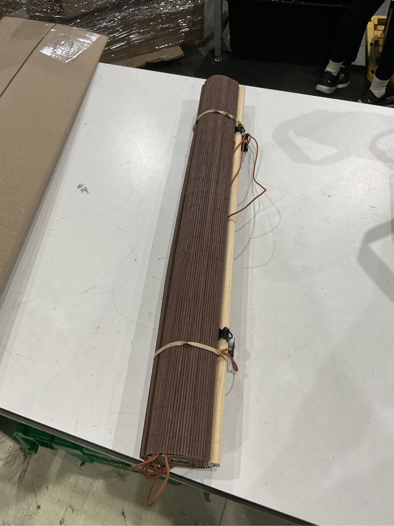 Condition photo showing Good Condition for bamboo blinds for interior windows, custom bamboo shades | roller shades for indoor window and outdoor patio, easy to install for decks, porches & backyards d 27"w x 72"h