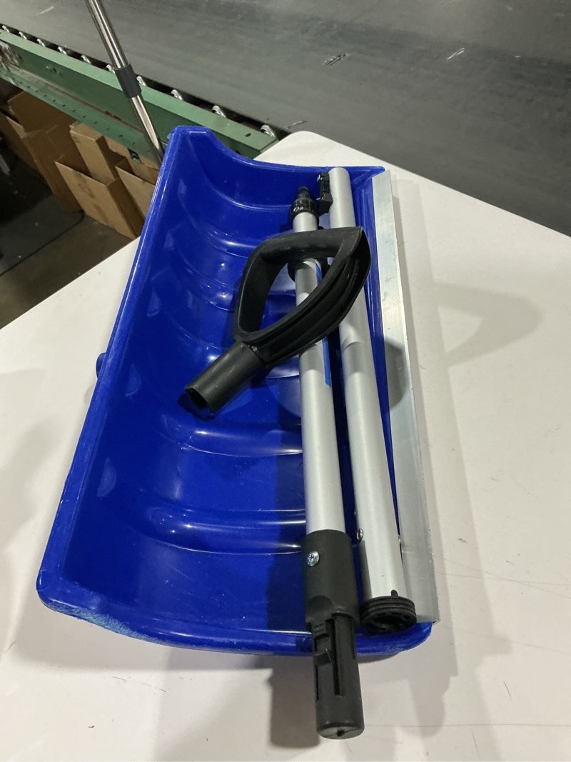 Condition photo showing Good Condition for yocada snow shovel for driveway home garage snow removal with d-grip handle aluminum strip 55 inch long large capacity shovel for garden car camping outdoor color one