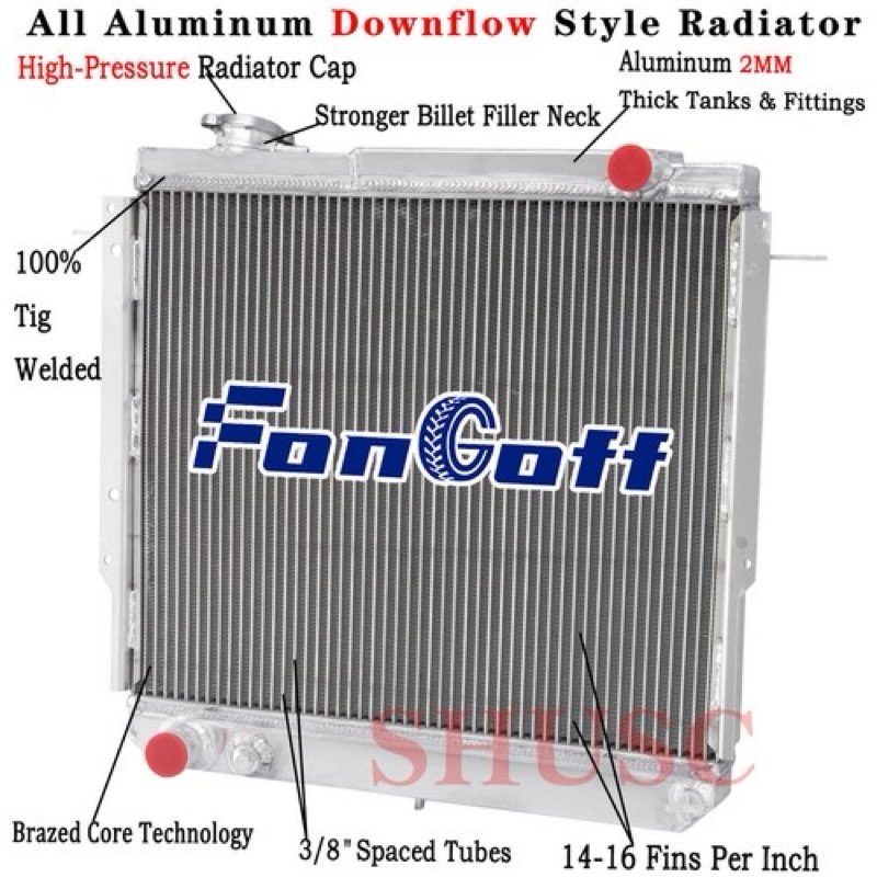 Xoslmon Aluminum Radiator For 1984-2001 Jeep Comanche Cherokee Wagoneer 2.1L 2.5L 2.8L 4.0L I4 I6 V6