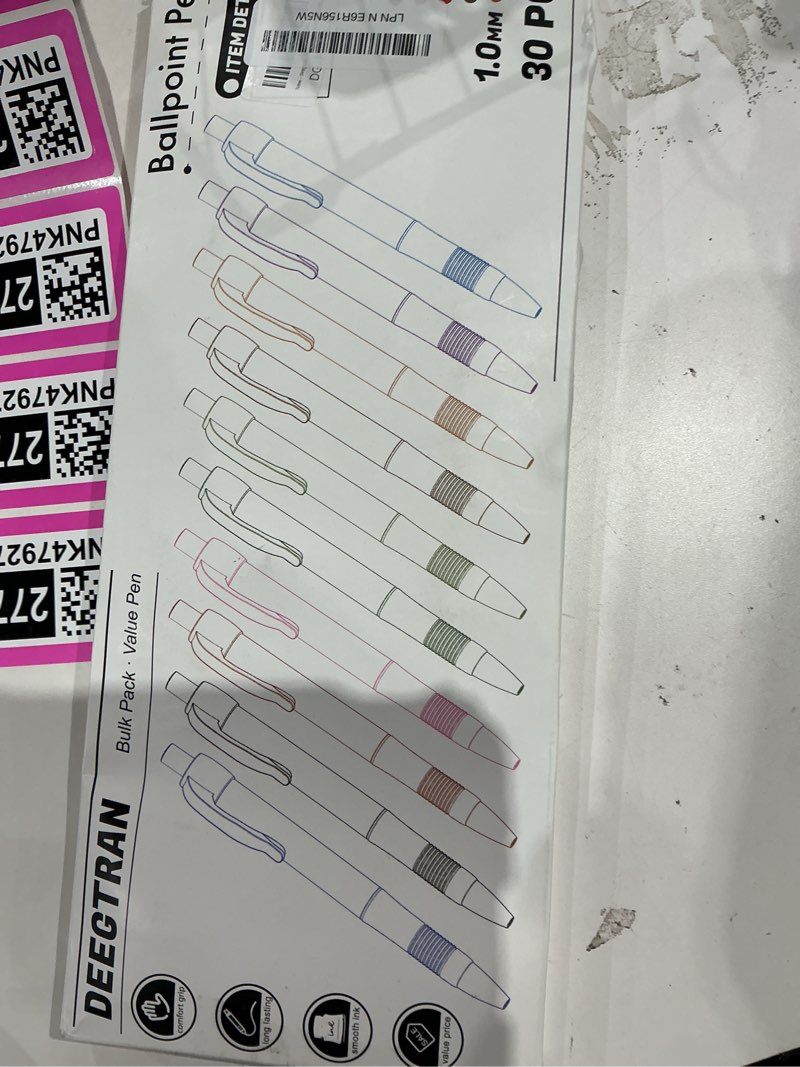 Condition photo showing New/Like New for deegtran pens bulk, 30 pack no bleed black ink click pens with soft grip, wholesale retractable ballpoint pens for office school, medium point smooth 1.0mm