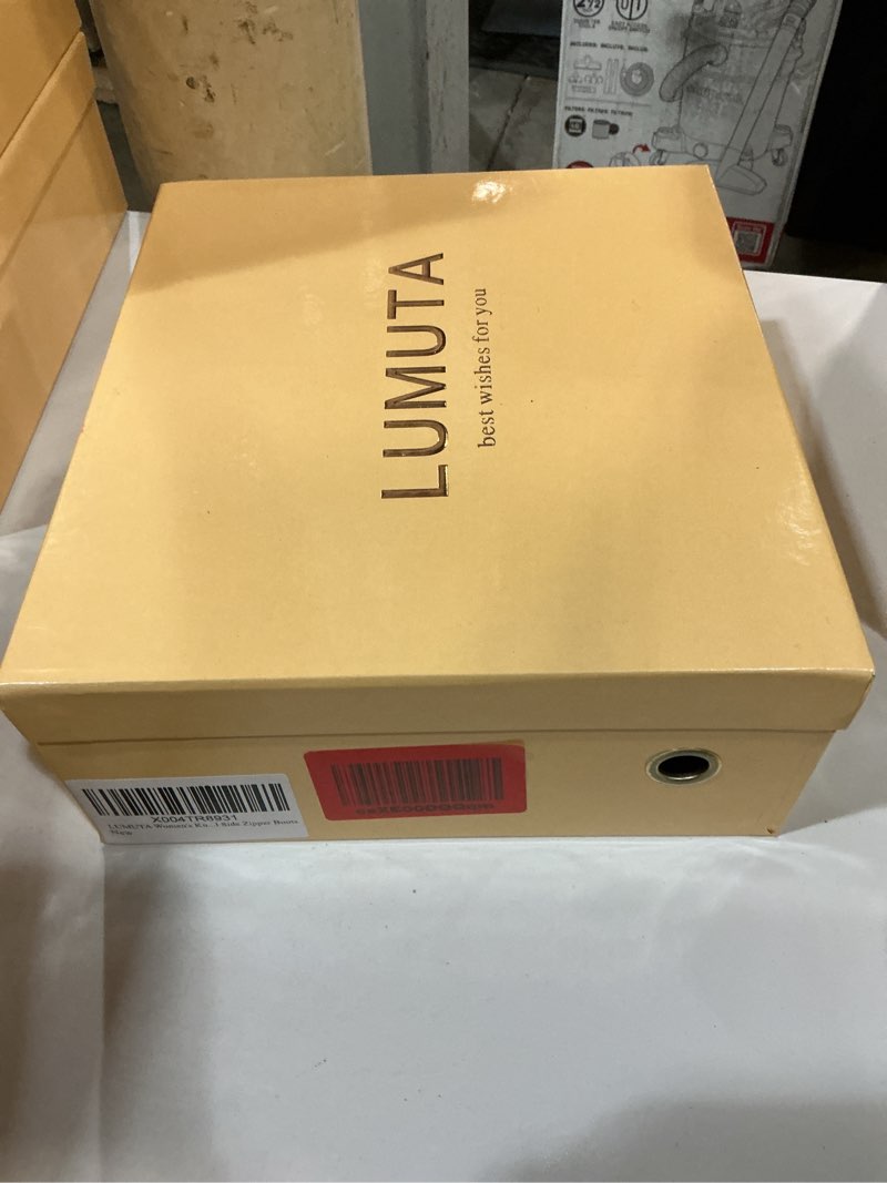 Condition photo showing New/Like New for women's knee high boots chunky heel square toe  btall boots for women low heel back zipper boots 6.5 banana-yellow