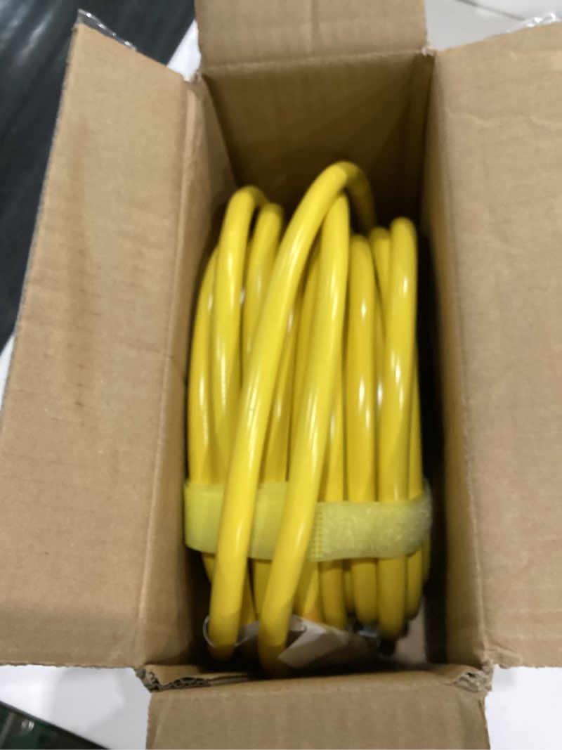 Condition photo showing Good Condition for POWGRN 50 ft 12/3 Outdoor Extension Cord Waterproof Heavy Duty with Lighted Indicator End 12 Gauge 3 Prong, Flexible Cold-Resistant Long Power Cord Outside, 15Amp 1875W SJTW Yellow ETL Listed Yellow 50FT