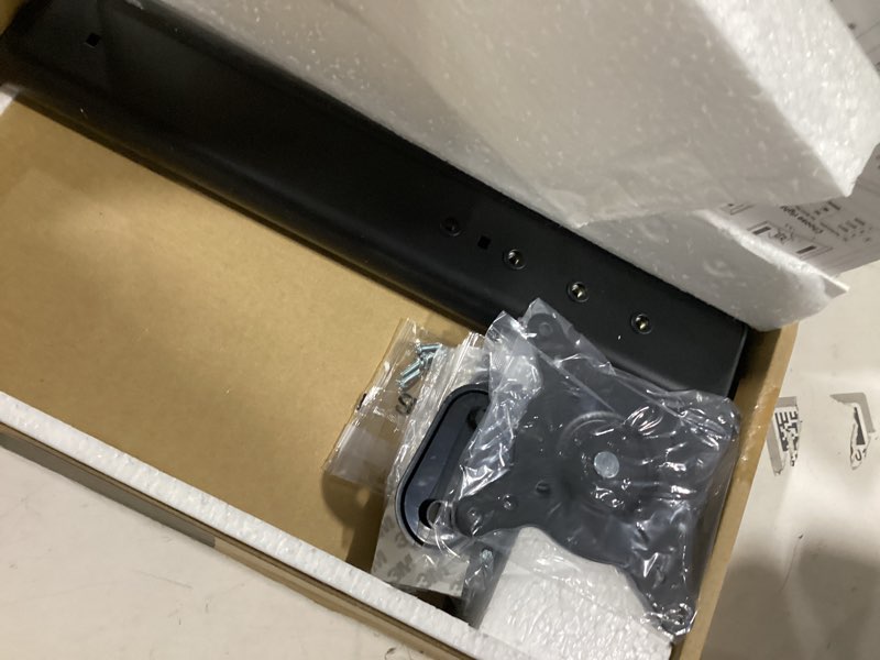 Condition photo showing New/Like New for single lcd computer monitor free-standing desk stand mount riser for 13 inch to 32 inch screen with swivel, height adjustable, rotation, vesa base stand holds one (1) screen up to 77lbs(ht05b-001))