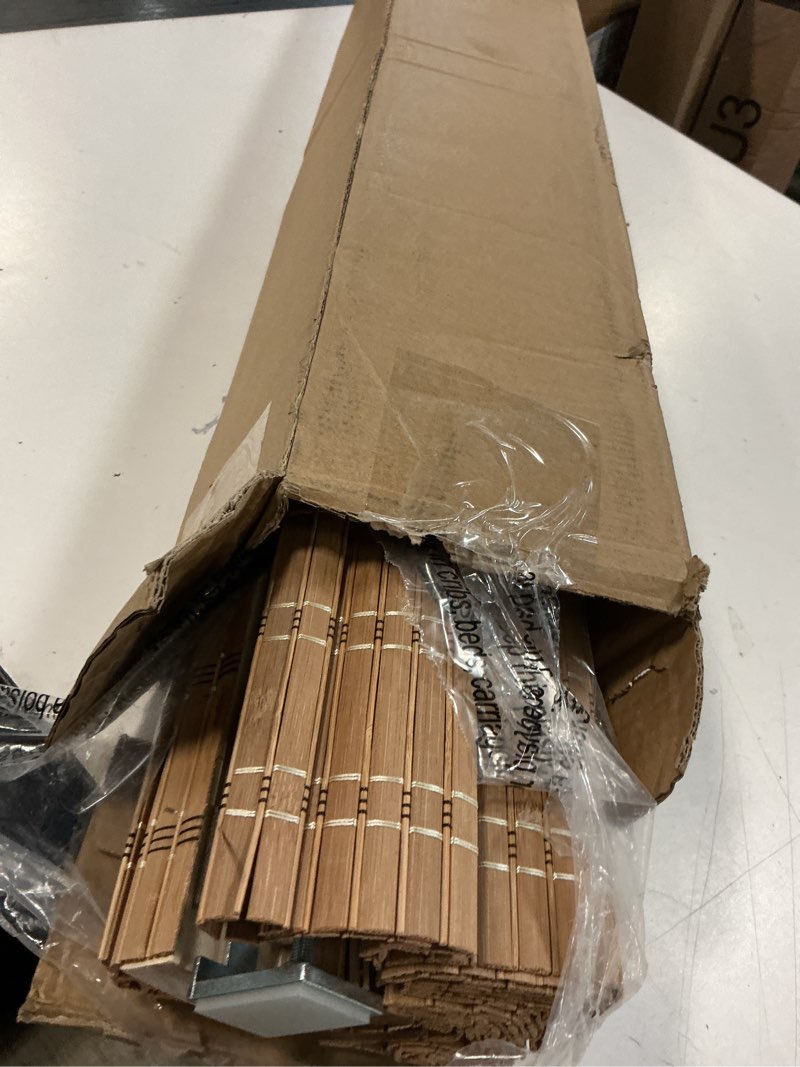 Condition photo showing Good Condition for lazblinds no tools no drill cordless bamboo roman shades, light filtering window treatment, roll up bamboo blinds for windows 34'' w x 64'' h, dali native light filtering-dali native 34" w x 64" h