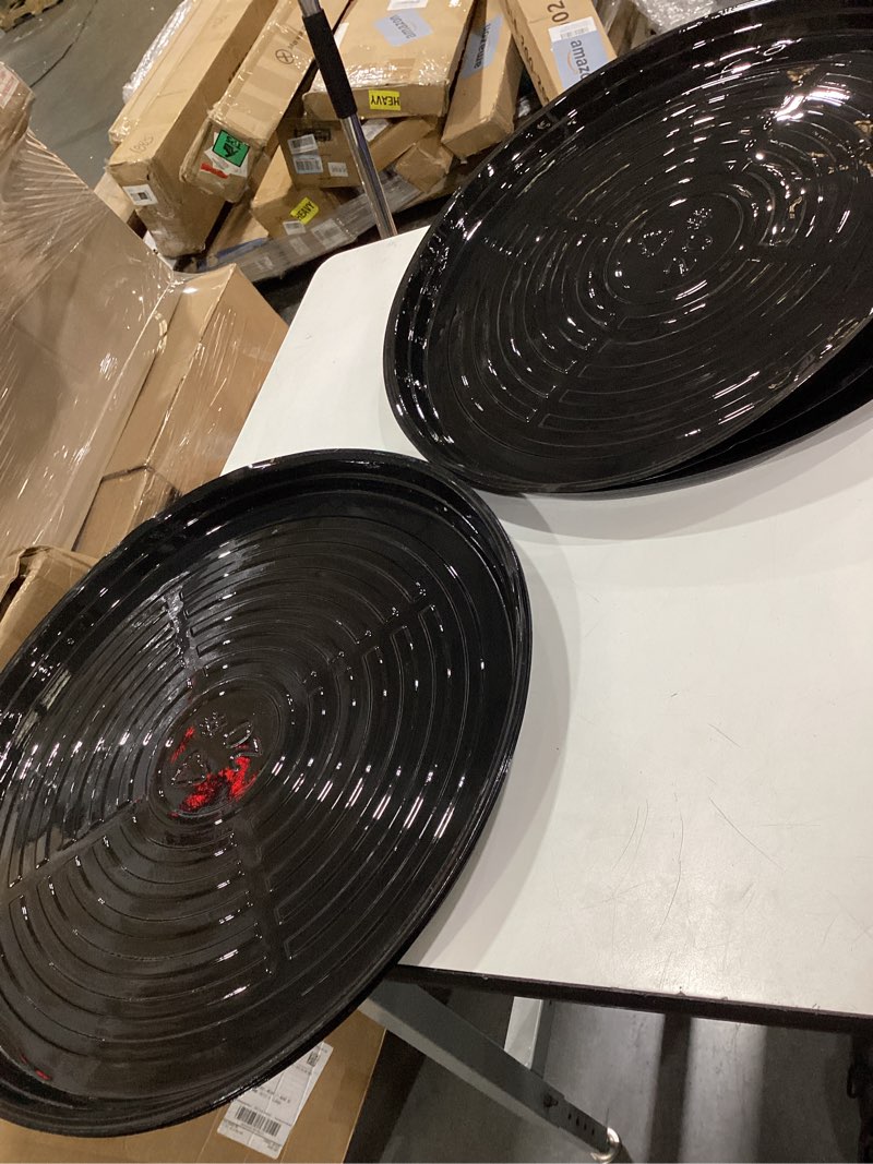 Condition photo showing Good Condition for plant saucer q 10 pack plant trays for pots 12 inch plastic plant saucers for outdoors and indoors black drip trays for potted plants flower pot plates to catch water plant drainage dishes no holes 12 inch - 15 pack black