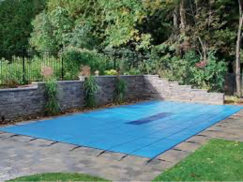 Inground Pool Cover Safety Fits Rectangle Swimming Pool, Mesh Solid Pool Cover for Inground Pools,Wi