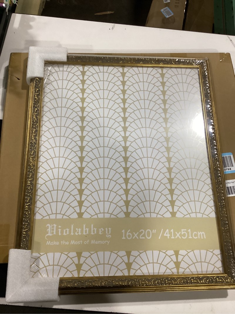 Condition photo showing New/Like New for violabbey 16x20 gold frame, vintage poster picture photo frames ornate without mat for wall hanging gold 16x20