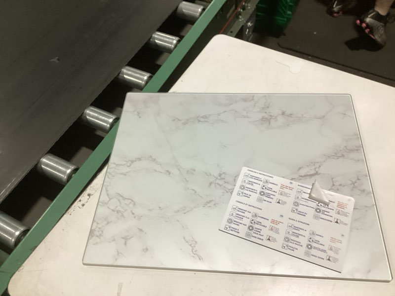 Condition photo showing As Is for glass cutting board 20”x16”: tempered glass kitchen counter protector - durable- scratch-resistant, heat-proof - design 3 - grey marble effect design 03 20"l x 16"w