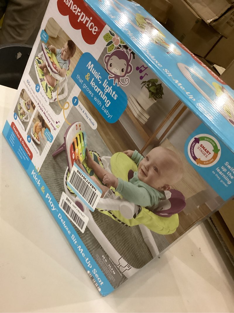 Fisher-Price Portable Baby Chair Kick & Play Deluxe Sit-Me-Up Seat with Piano Learning Toy & Tray fo