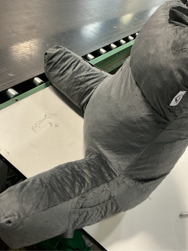 Condition photo showing Good Condition for Reading Pillow with Arms for Adults, Back Pillow for Bed Sitting Up, Shredded Memory Foam Backrest Pillow with Pockets & Removable Washable Cover, Lounging, Watching TV, Reading(20inch Grey) Large(20inch) Grey