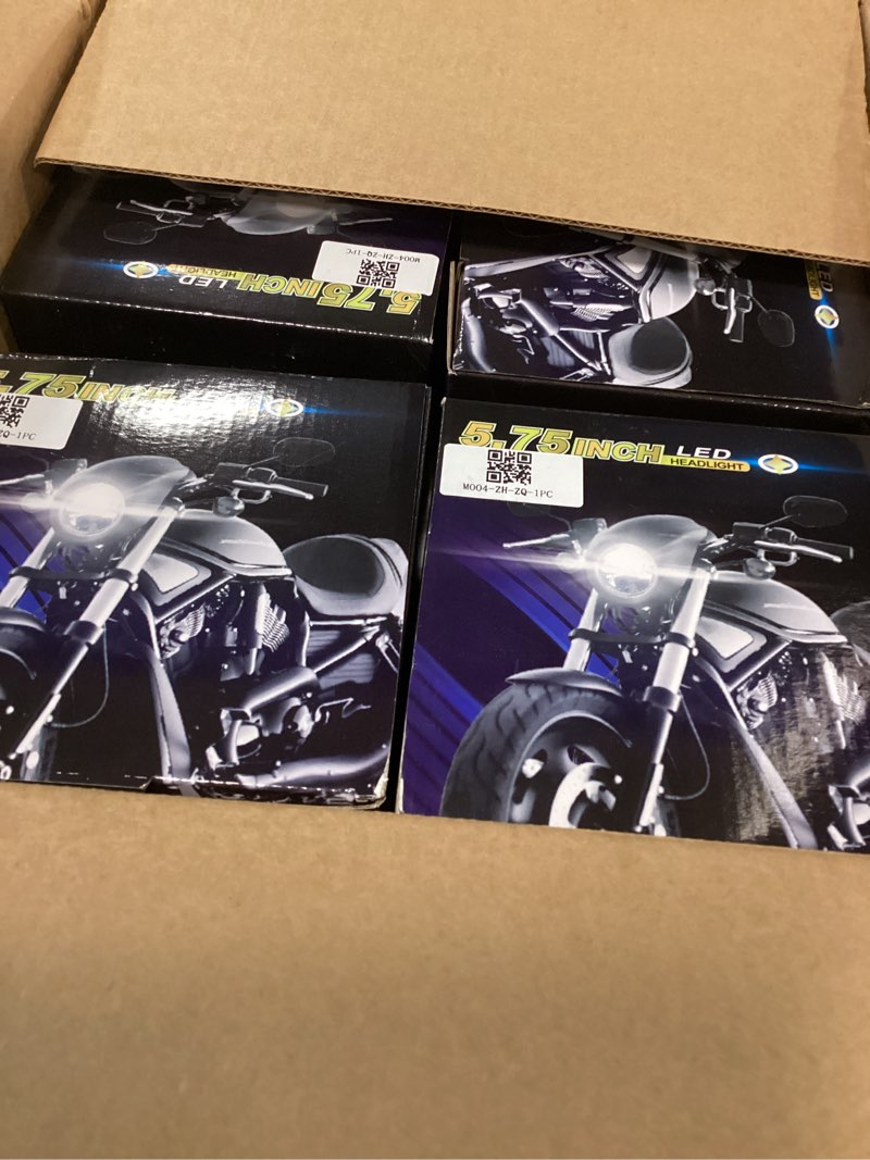 Condition photo showing New/Like New for 4 pack touch the image to zoom in 5.75" round led headlight 5-3/4 headlamps motorcycle with halo ring compatible with harley davidson dyna street bob low rider night rod train softail deuce custom sportster iron 883 projector - chrome