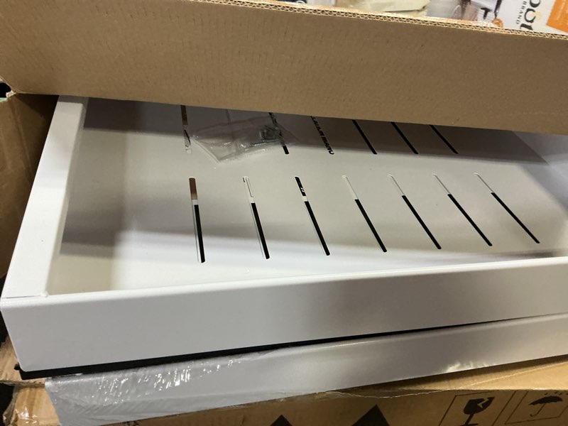 Condition photo showing Good Condition for 2 Pack Expandable (15.1"-26.3") Pull Out Cabinet Organizer 21" Deep With Raising Pad for Framed Cabinets,Upgrade 3 Slide Rails Slide Out Drawers,No Drill Roll Out Shelves Adhesive,White White 21"D x 15.1"-26.3"W(2Pack)