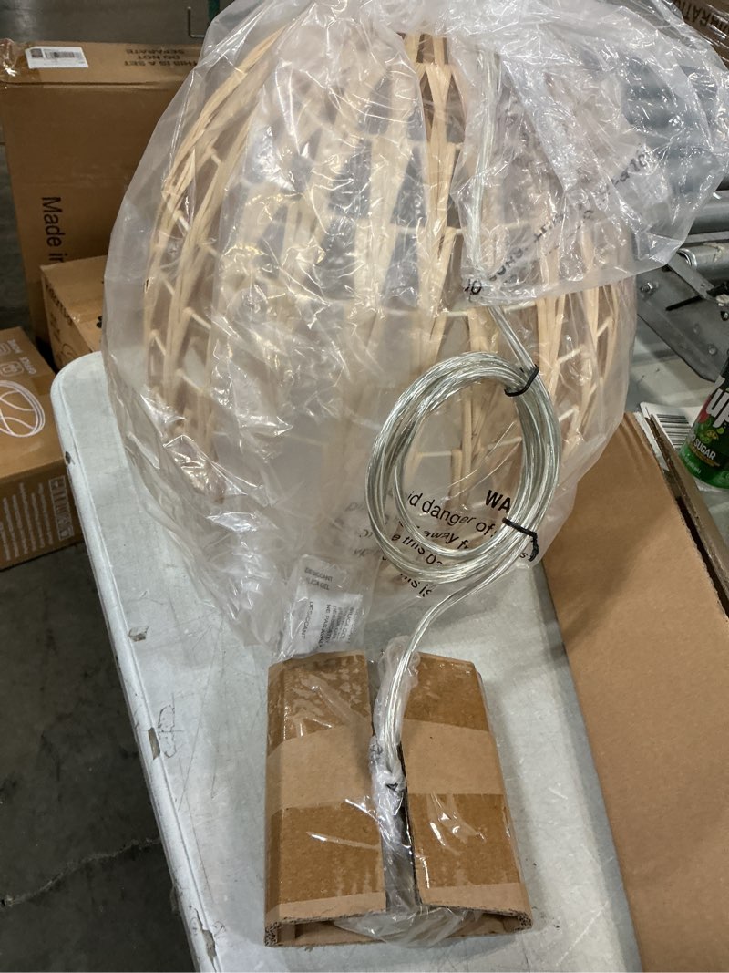 Condition photo showing New/Like New for Globe Electric 61090 1-Light Pendant Light, Light Twine Shade, White Socket, White Cloth Hanging Cord, Kitchen Island, Pendant Light Fixture, Adjustable Height, Home Décor Lighting, Bulb Not Included