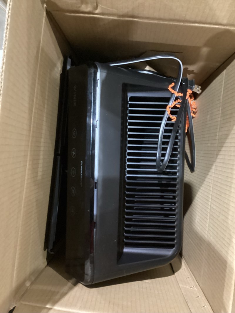 Condition photo showing As Is for winix 5520 air purifier for home large room up to 1882 ft² in 1 hr with air quality monitor, true hepa, high deodorization carbon filter and auto mode, captures pet allergies, smoke, dust. black air purifier