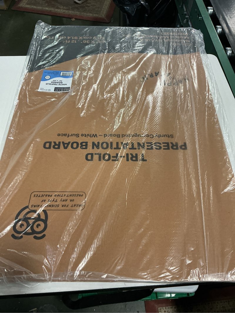 Condition photo showing New/Like New for Trifold Poster Board 36\" x 48\" White Presentation Board - Self-Adhesive Science Subtitles Included - Science Fair Display Boards, for School, Fun Projects and Business Presentations - by Emraw 36\" X 48\" 1
