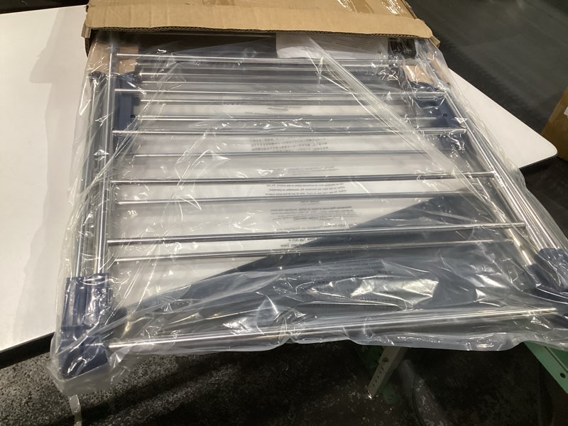 Condition photo showing Good Condition for KINGBOARD Clothes Drying Rack, Laundry Drying Rack with Height-Adjustable, Foldable Gullwing for Easy Storage, No Assembly, Indoor Outdoor Use, 56.4" D x 21.6" W x 39.3" H, Blue