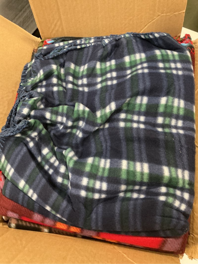 Condition photo showing Good Condition for Newwiee 15 Pcs Buffalo Plaid Christmas Blanket Bulk Soft Plush Plaid Double Sided Check Pattern Cozy Decorative Blanket for Bed Couch Sofa Office 50 x 60 Inches