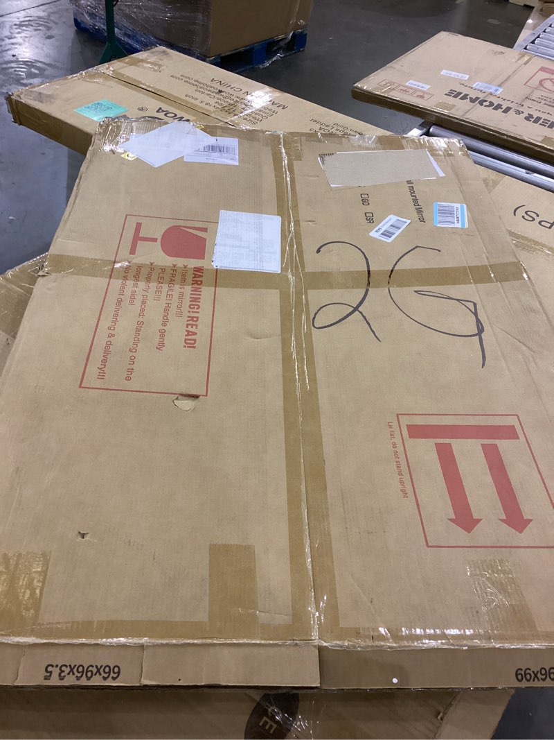 Condition photo showing As Is for HARRITPURE Arched Wall Mirror – 26"x38" Arch Bathroom Mirror Metal Frame Vanity Mirror for Bedroom, 