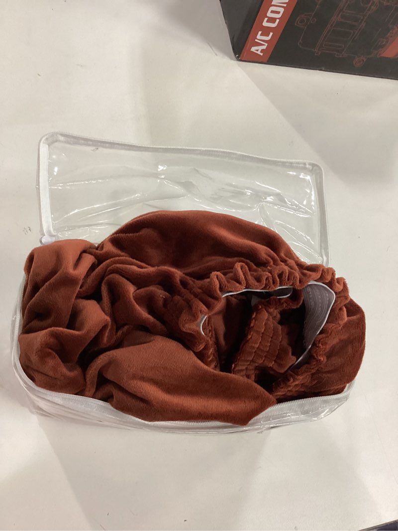 Condition photo showing As Is for H.VERSAILTEX Velvet Stretch Couch Cushion Cover Plush Cushion Slipcover for Chair Loveseat Sofa Cushion Furniture Protector Seat Cushion Sofa Cover (2 Piece Medium Sofa Cushion Covers, Burnt Brick) Burnt Brick 2 Cushion Loveseat