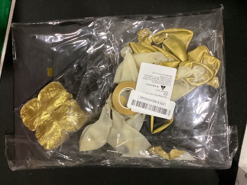 Condition photo showing Good Condition for 5 senses gift bags for him her with labels tissue paper and handles, comes with birthday decoration rose petals and happy birthday banner balloons for christmas (black gold, 12.6 x 8.7 x 4 inch) black gold medium