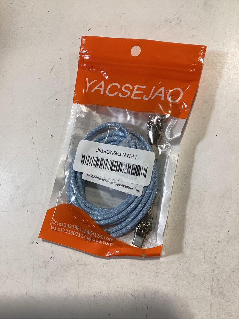 Condition photo showing Good Condition for yacsejao dual 180° rotating usb type c cable 6.6ft 65w usb a to usb c nylon braided fast charging & data transfer cable for usb c, type c laptop/tablet/phone