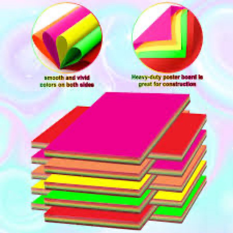 Tenceur 50 Pieces Neon Poster Board 22" x 28" Neon Construction Paper 250 Gsm/90 lb Cardstock Large 
