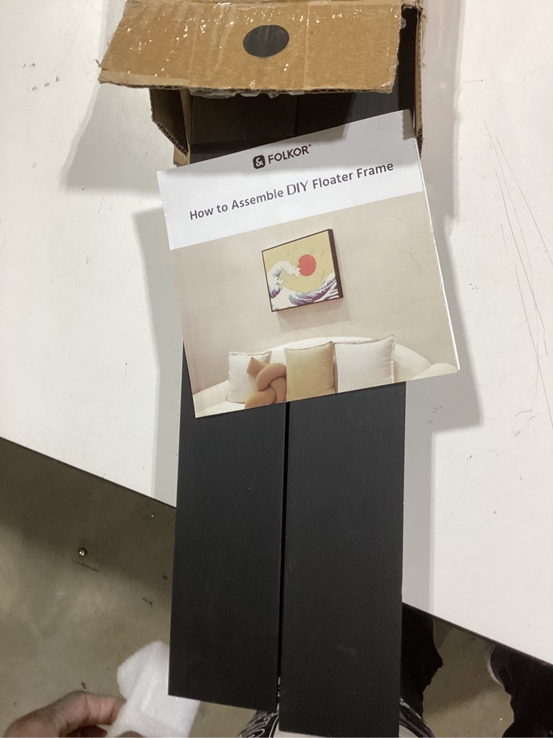 Condition photo showing Good Condition for Floating Frame for 20x24 Canvas Painting, DIY Metal Canvas Frame with 1.5 Inch Deep for Oil Paintings Art Prints Artwork Landscape Portrait Living Room Wall Decor (Black) 20x24"