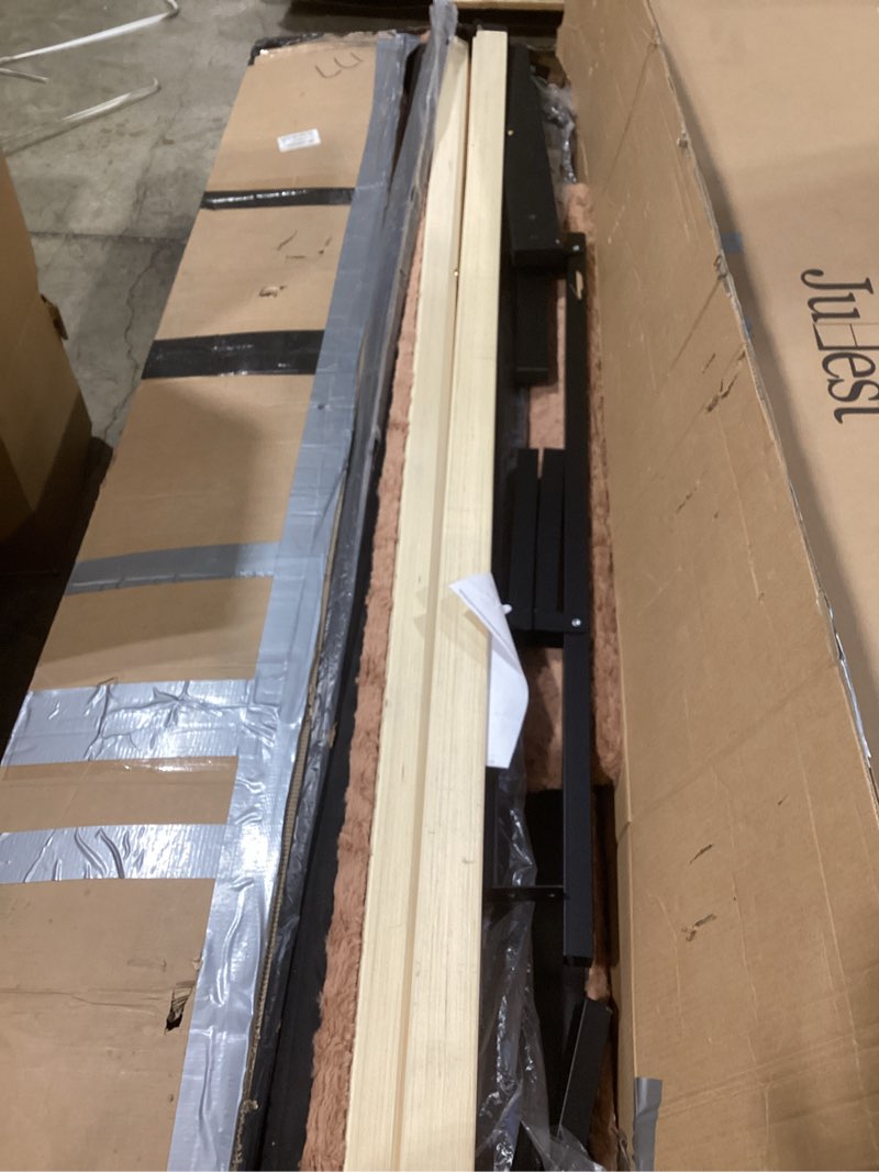 Condition photo showing Good Condition for King Size Flannel Platform Bed Frame with Adjustable Headboard, Anti-Collision Soft Rounded Corners, No Box Spring Needed, Easy Assembly, Noise-Free, Brown Brown King