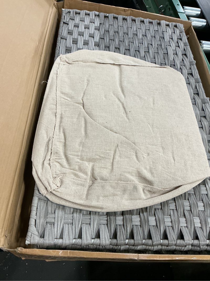 Condition photo showing Good Condition for songmics storage basket with lid, woven blanket storage bin with handles, foldable, removable liner, metal frame, for bedroom, laundry room, 42.3 gallons (160 l), gray urst76wg 160 l gray