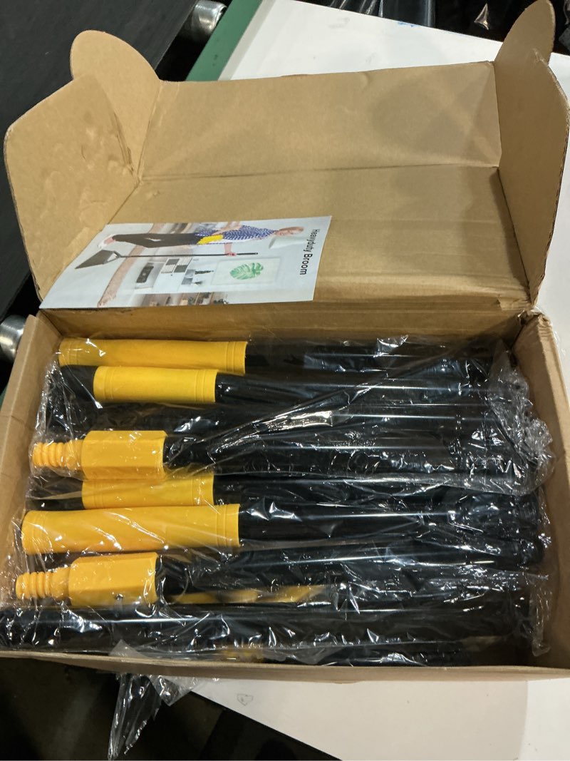 Condition photo showing New/Like New for heavy duty broom outdoor and indoor, 3 pack upgraded commercial angle brooms, perfect yellow broom of house, kitchen, garage, courtyard yellow *3p