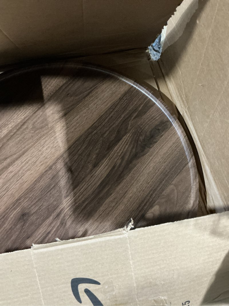 Condition photo showing As Is for extra large ottoman serving tray: hanobe round wooden trays 22" contemporary decorative coffee table tray circle big platter modern home decor for living room 22.1"