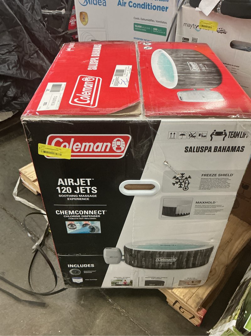 Condition photo showing New/Like New for coleman saluspa bahamas airjet 2-4 person circle inflatable hot tub with pump #p08411
