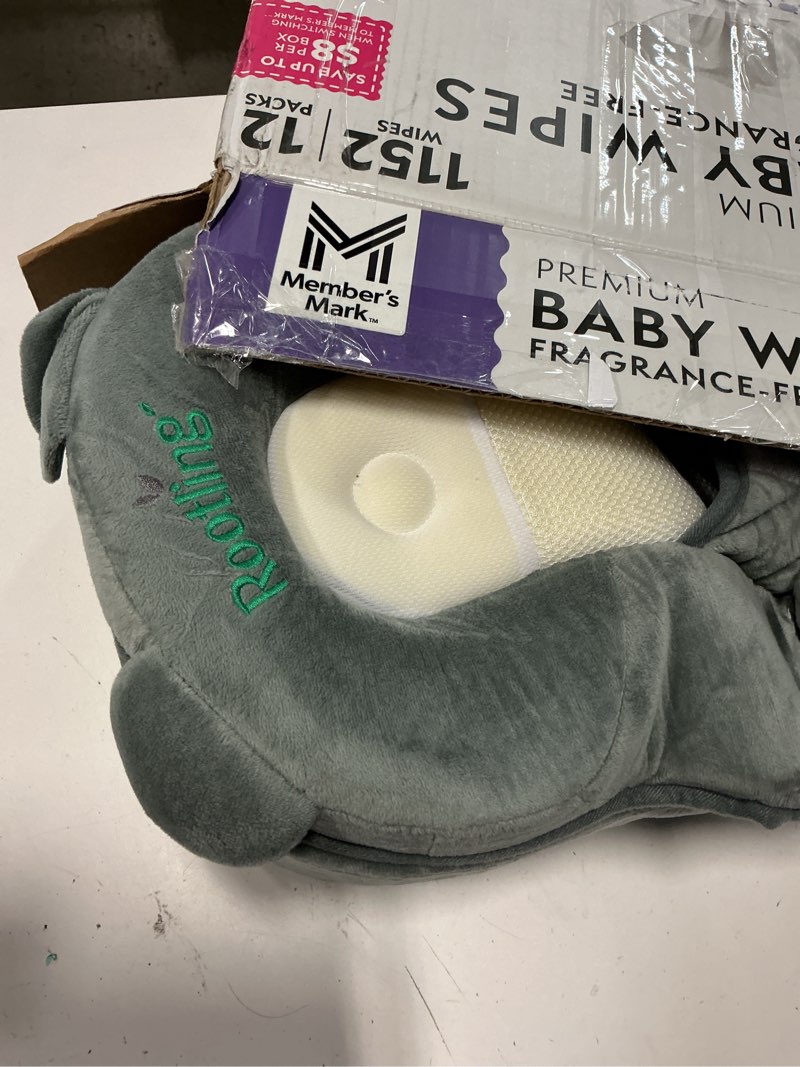 Condition photo showing As Is for baby feeding pillow, anti overflow feeding pillow for reducing spit-up, safety nursing pillow, baby lounger reflux wedge breastfeeding, removable top and bottom grey