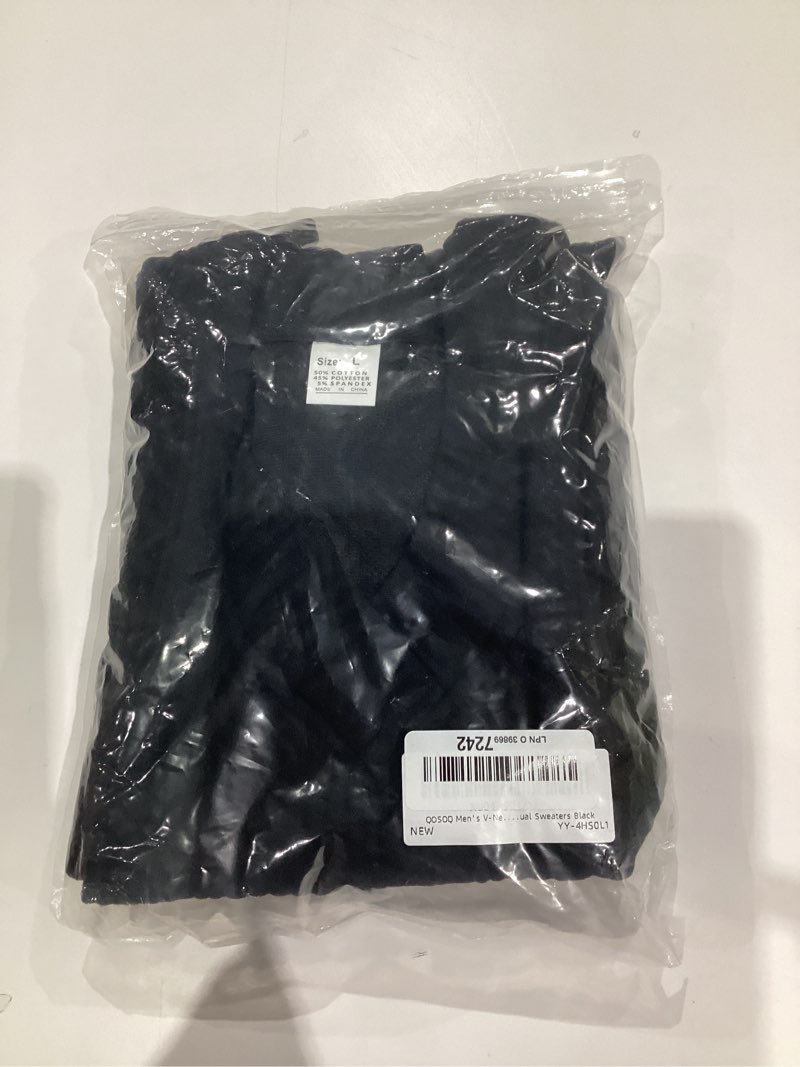 Condition photo showing New/Like New for Mens Casual Sweaters Textured Pullover V Neck Sweater Pullover Long Sleeve Lightweight Sweaters Sweatshirts Top Black Large