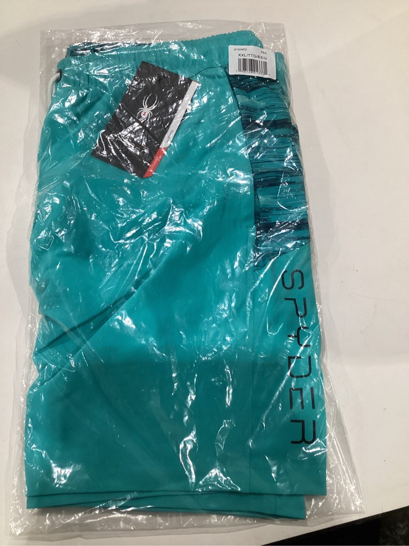 Condition photo showing New/Like New for Spyder Men's Swim Trunks – Stretch, Quick-Dry 7-inch Board Shorts Sun Protection & Liner XX-Large Peacock-a