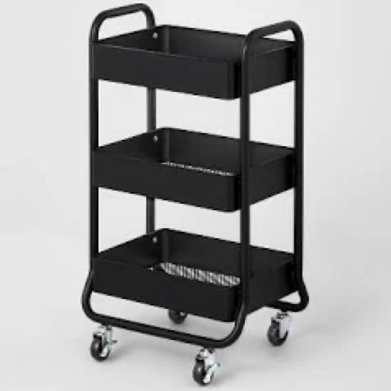 3-TIER METAL UTILITY ROLLING CART