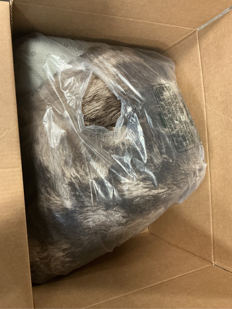 Condition photo showing As Is for Super Fluffy Area Rug for Bedroom, 4x6 Feet Modern Shag Cream Rugs, Soft and Cozy Plush Carpet for Kids,Girls Boys and Teens Decorations for Living Room Dorm Nursery Classroom, Brown 4' x 6' (Rectangular) Tie-dye Brown