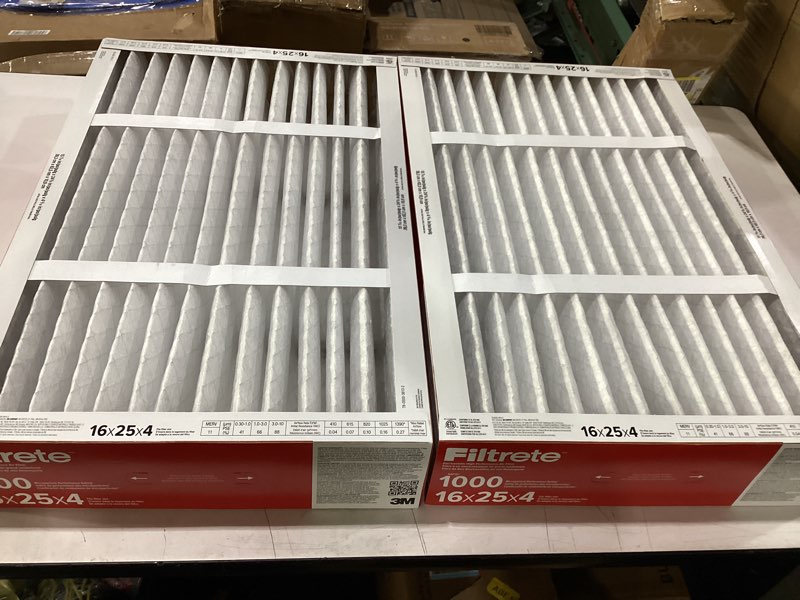 Condition photo showing Good Condition for filtrete 16x25x4 ac furnace air filter, mpr 1000, merv 11, fits honeywell & lennox, allergen defense, electrostatic air cleaning filter, 2-pack (actual size 15.88x24.56x4.31 in)
