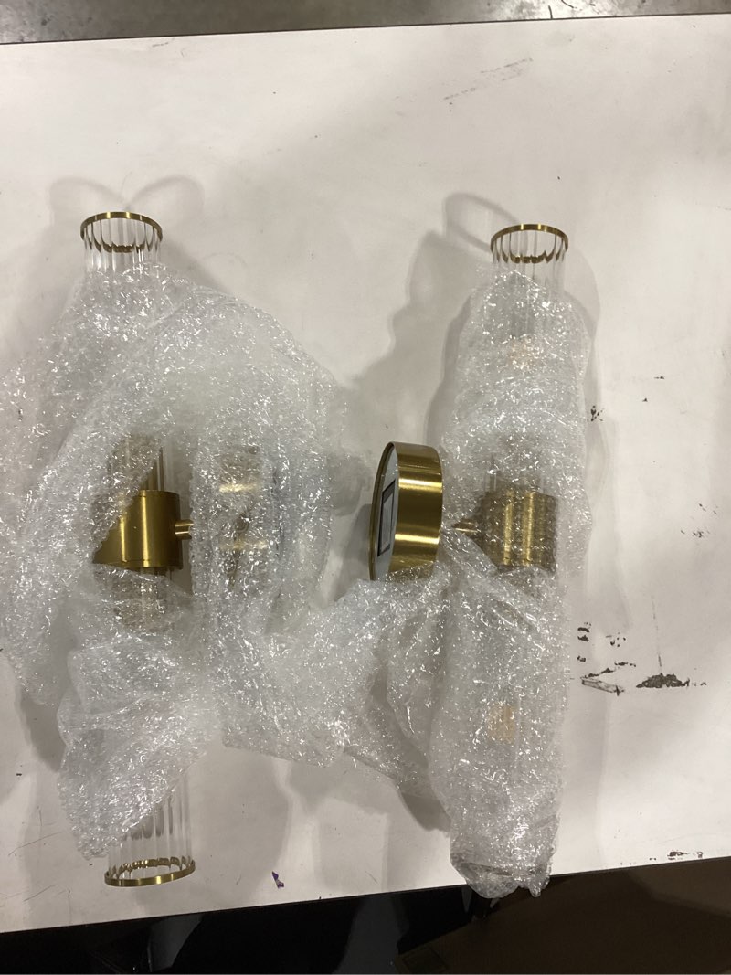 Condition photo showing Good Condition for morauroral gold battery operated wall sconces set of two, rechargeable wall sconce with dimmable remote control, 20 inch wireless sconce wall light for bedroom, living room (bulbs included)