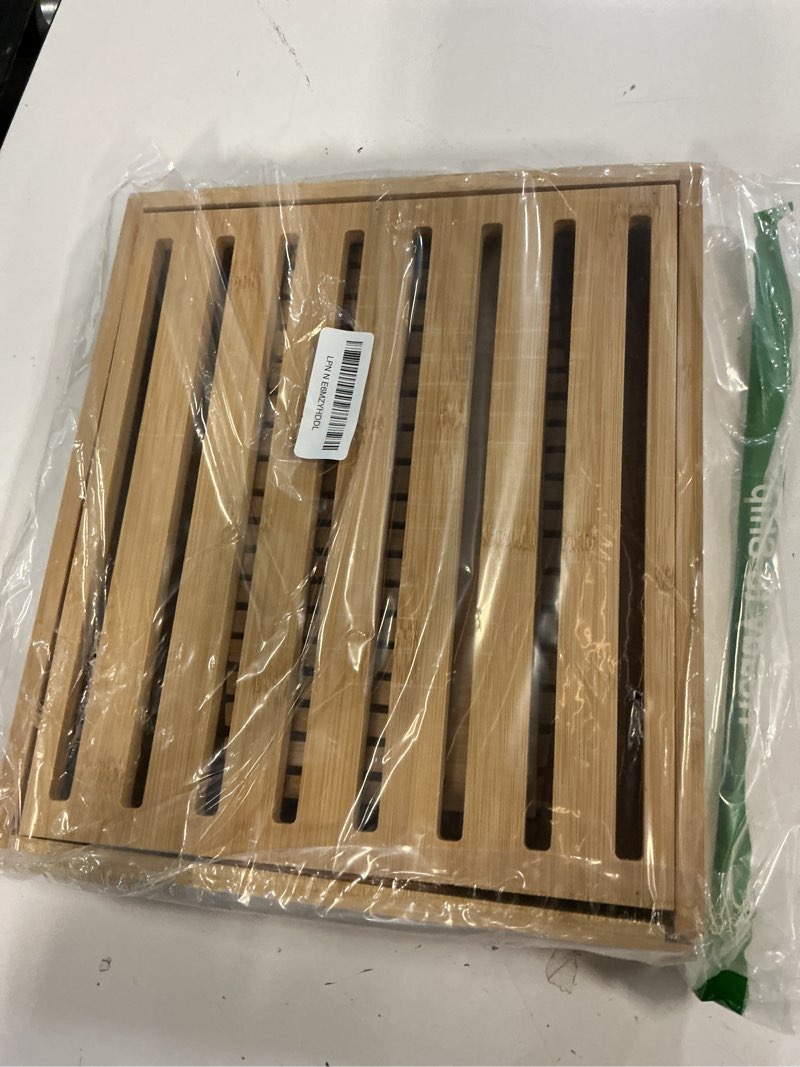 Condition photo showing Good Condition for 10.5" extra sourdough bread slicer guide - premium bamboo bread cutter with crumb tray & serving board - artisan bread slicing guide for homemade boules, sourdough tools & gifts