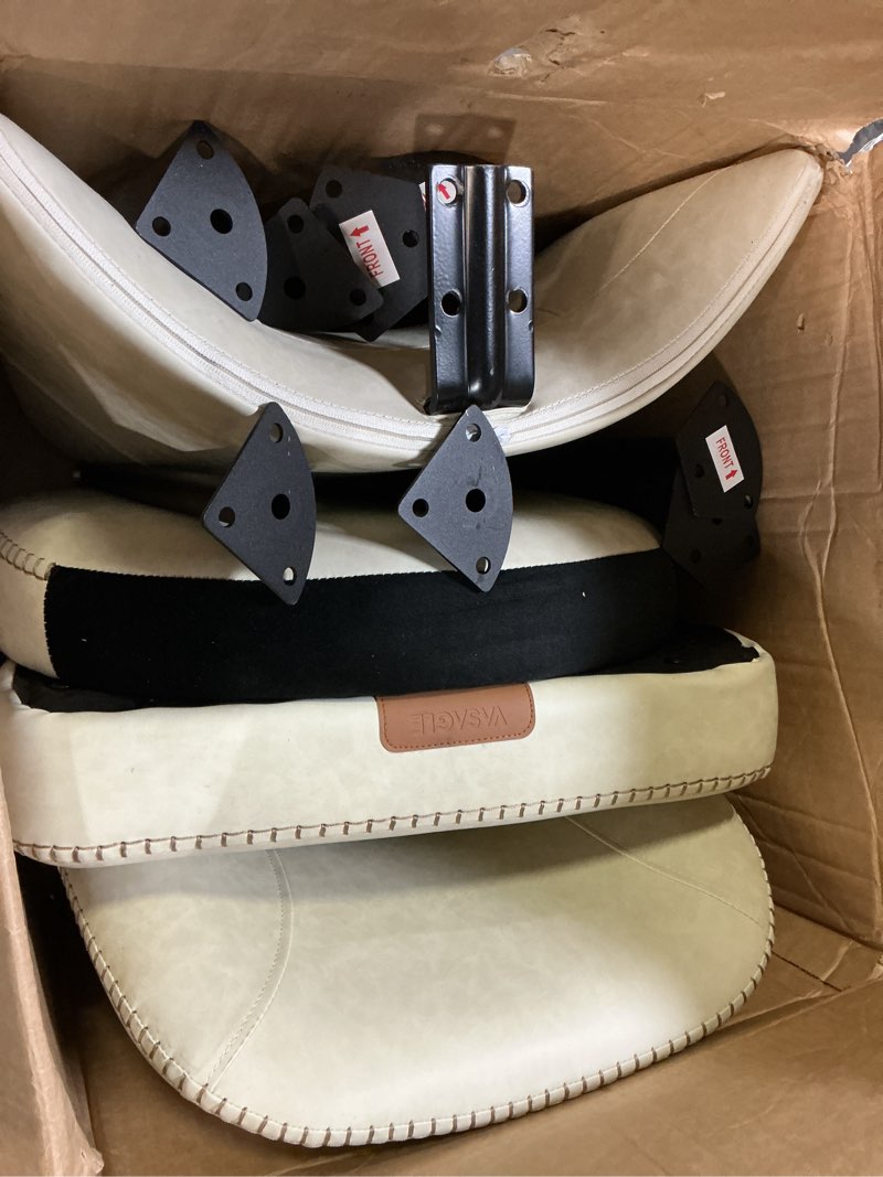 Condition photo showing Good Condition for vasagle ekho collection - dining chairs set of 2, upholstered kitchen chairs, comfortable seat, synthetic leather with stitching, mid-century modern, easy assembly, with storage pocket, cream white modern 2 pack cream white