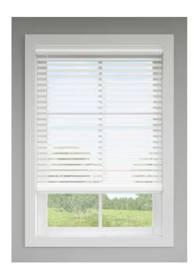 LEVOLOR Trim+Go 2.5-in Slat Width 52-in x 72-in Cordless White Faux Wood Room Darkening