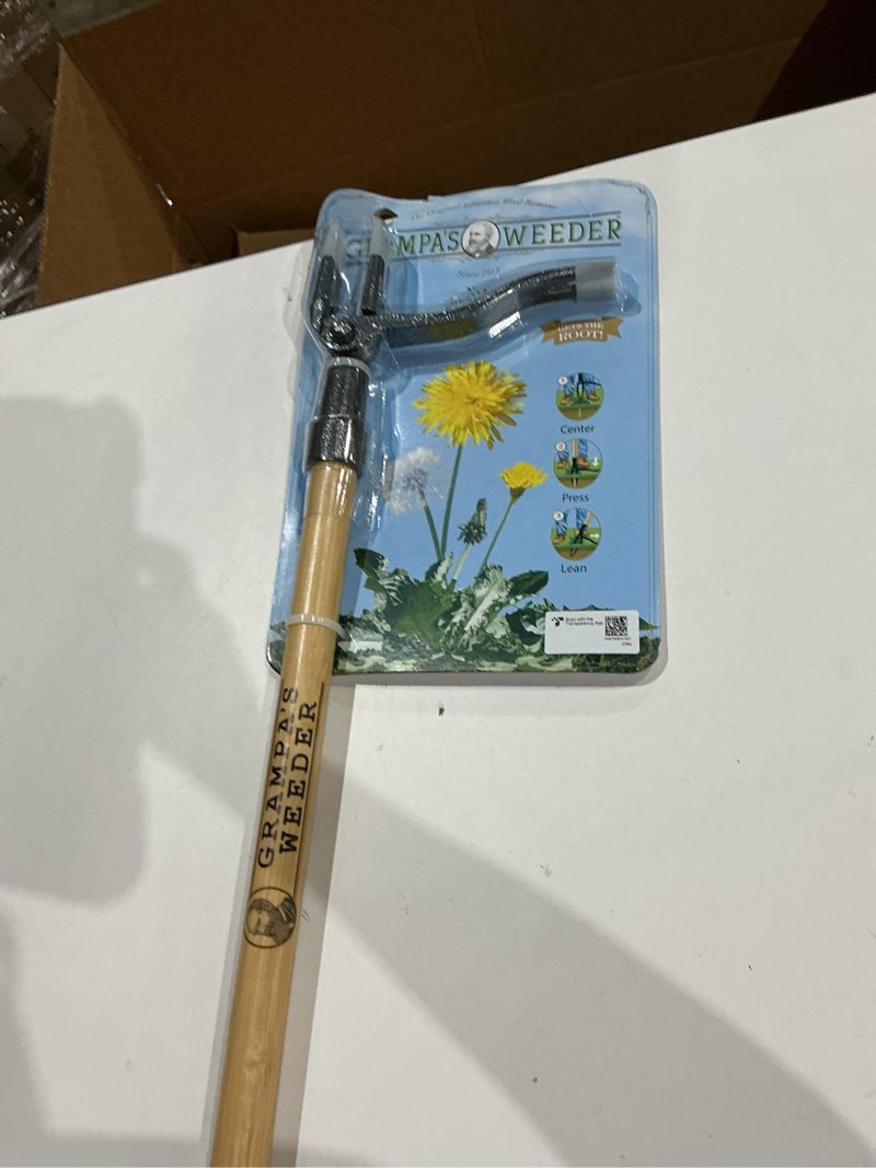 Condition photo showing Good Condition for grampa's weeder - the original stand up weed puller tool with long handle - made with real bamboo & 4-claw steel head design - easily remove weeds without bending, pulling, or kneeling.