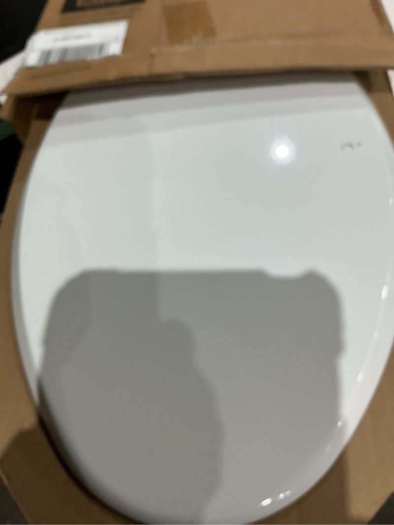 Condition photo showing As Is for mayfair 1847slow 000 kendall slow-close  removable enameled wood toilet seat that will never loosen  1 pack elongated - premium hinge  white