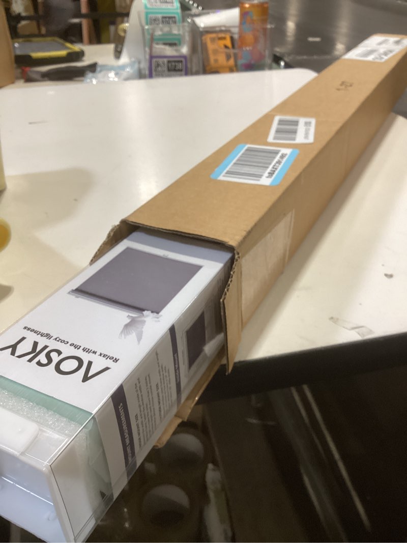 Condition photo showing New/Like New for aosky cordless roller shades blackout blinds for windows room darkening rolled up shades with spring system, uv protection window shades door blinds for home and office (27" w x 72" h, white) 27"w x 72"h white