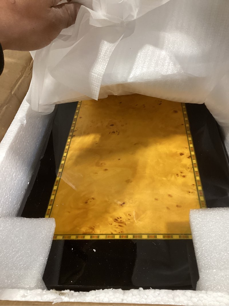 Condition photo showing New/Like New for 69bourbons exotic cigar humidor - large ebony wood storage box with spanish cedar wood interior, accessory drawer, exterior hygrometer - airtight humidity, removable dividers - cabinet for 150 cigars golden black