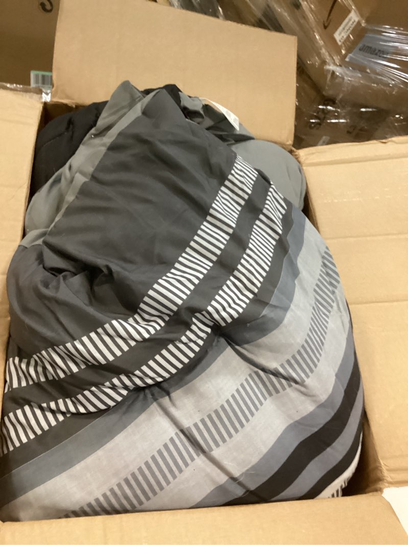 Condition photo showing As Is for Dobuyly Black Comforters Queen Size Set 7 Pieces, Boho Striped Grey Bed in a Bag Queen Soft Microfiber Bedding Set with Comforter, Sheets, Pillowcases & Shams All Season Black Queen