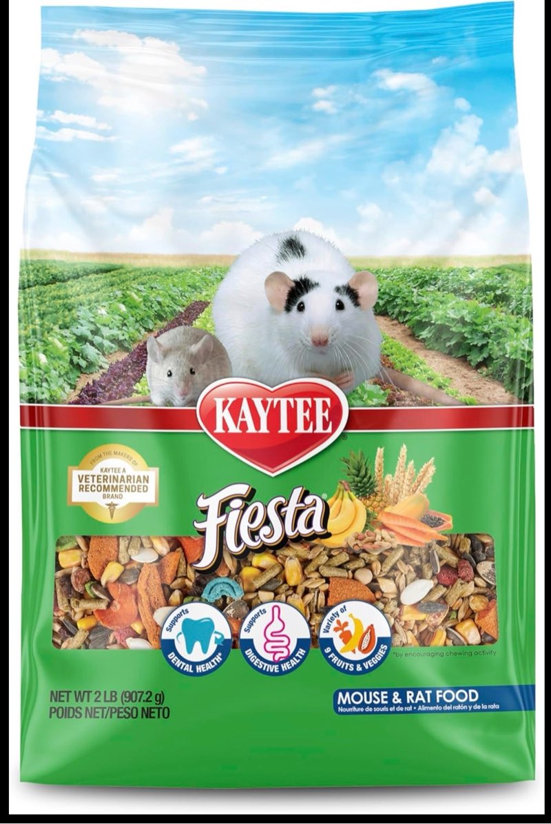 (Best by 12/25/2025) case pack of 6. Kaytee Fiesta Mouse & Rat Food, Nutritious and Fun Blend, Support